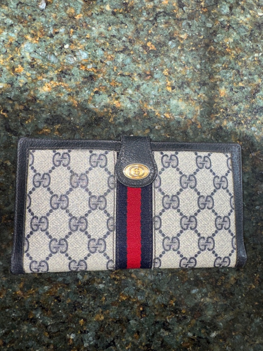 Gucci Blue and Red Monogram Continental Wallet with Gold Accent - Picture 3 of 10